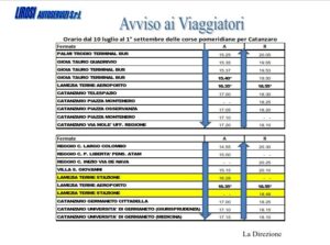 Lirosi Autoservizi Avviso modifica orario per il periodo estivo 2023  